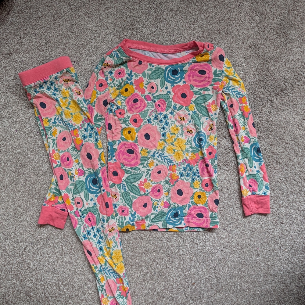 Little Sleepies Floral Pajama Set - Pink and Yellow